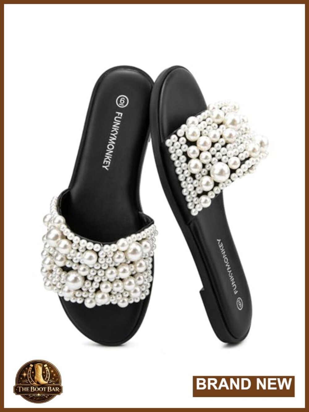 Pearl Beaded Slide Sandals Flat Wedding Beach Women Shoes
